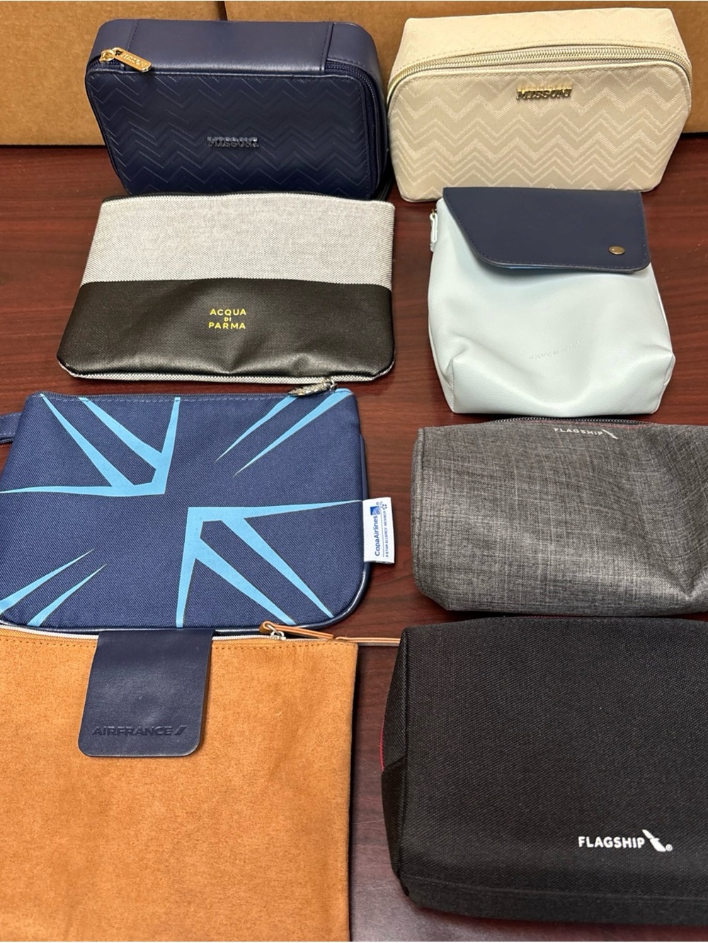 Airlines Travel Amenity Kit Toiletry Bags United Blackwood France Delta Lot Of 8